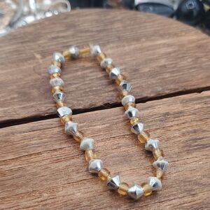 Gold Tone And Silver Beaded Stretch Bracelet - Women Jewelry B3435